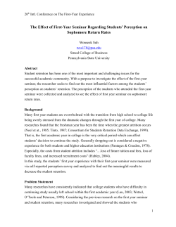 The Effect of a First-Year Seminar on Students Perceptions and on Sophomore Return Rates