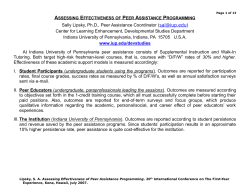 Outcomes Assessment for Peer Assistance Programs