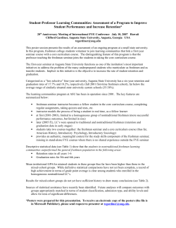 Student-Professor Learning Communities: Assessment of a Program to Improve Student Performance and Increase Retention