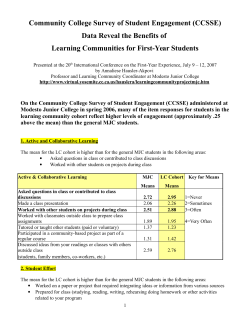 CCSSE Data Reveal the Benefits of Learning Communities for First-Year Students