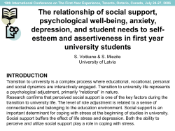 The Relationship of Student Needs to Self-Esteem and Assertiveness in First-Year University Students