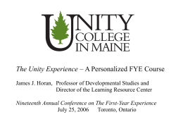 The Unity Experience: A Personalized FYE Course