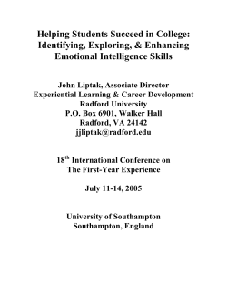 HELPING STUDENTS SUCCEED IN COLLEGE: ASSESSING ENHANCING EMOTIONAL INTELLIGENCE SKILLS