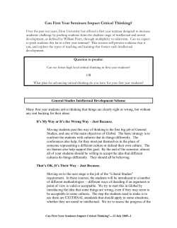 CAN FIRST-YEAR SEMINARS IMPACT CRITICAL THINKING?