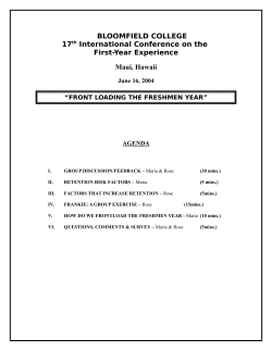 Frontloading the First Year