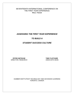 Assessing The First Year Experience to Build a Student Success Culture