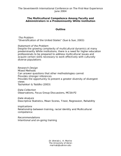 The Multicultural Competence Among Faculty and Administrators in a Predominantly White Institution
