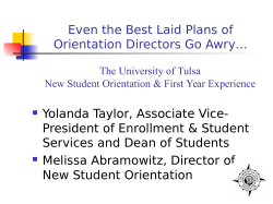 Even the Best Laid Plans for the First-Year Experience Go Awry