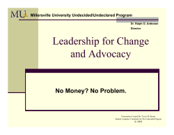 Leadership, Advocacy, and Change in a Time of Limited Budgets