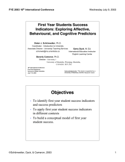 First-Year Students' Success Indicators: Exploring Affective, Behavioral, and Cognitive Predictors