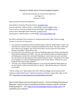 FD-169 Shaping the Debate about Common Reading Programs