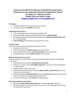 FD-58 Preparing First-Year Students for Research - Facilitated Session Notes