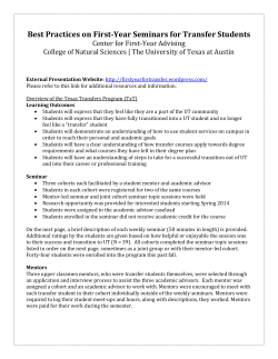 FD-16 Best Practices on First-Year Seminars for Transfer Students -handout