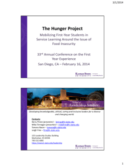 CT-40 Hunger Project Notes for FYE Participants