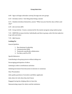 CI-150 Are You Mentor Strong-Group Interview Schedule