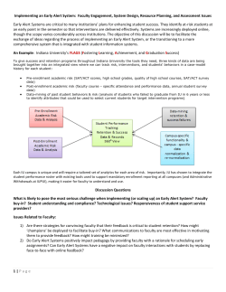 Implementing an Early Alert System: Faculty Engagement, System Design, Resource Planning, and Assessment Issues