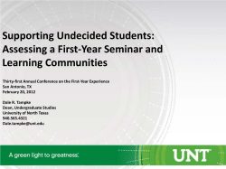 Supporting Undecided Students: Assessing a First-Year Seminar and Learning Communities