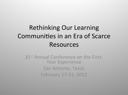 Rethinking our Learning Communities in an Era of Scarce Resources
