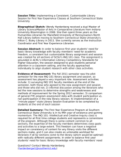 Implementing a Consistent, Customizable Library Session for First-Year Experience Classes at Southern Connecticut State University (SCSU)