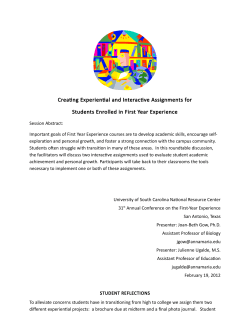 Creating Experiential and Interactive Assignments for Students Enrolled in First-Year Experience Courses