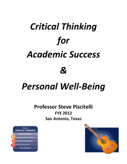 Critical Thinking for Academic Success and Personal Well-Being