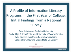 A Profile of Informaation Literacy Programs in the First-Year of College: Initial Findings from a National Survey