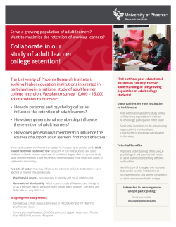 Does One-Size-Fit All? A Segmented Analysis of Psychosocial and Generational Issues That Influence Retention of Adult Learners