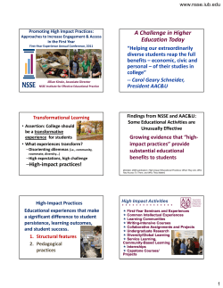 Promoting High-Impact Practices: Approaches to Increase Engagement and Expand Access in the First Year