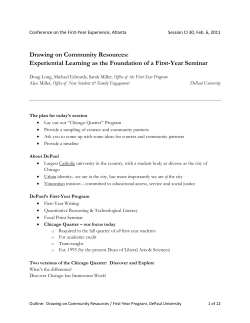 Drawing on Community Resources: Experiential Learning as the Foundation of a First-Year Seminar
