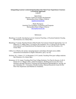 Integrating Learner-Centered Instruction into First-Year Experience Courses: A Practical Approach