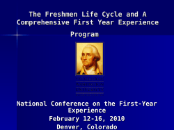 The Freshmen Life Cycle and A Comprehensive First-Year Experience Program