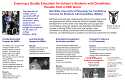 Ensuring a Quality Education for Indiana s Students with Disabilities: Results from a Department of Education (DOE) Grant