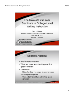 The Role of First-Year Seminars in College-Level Writing Instruction