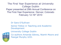 The First-Year Experience at University College Dublin (UCD)