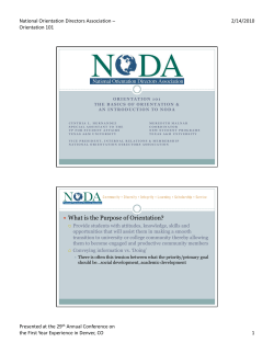 The National Orientation Directors Association (NODA): Orientation 101