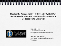 Sharing the Responsibility: A University-Wide Effort to Improve the First-Year Experience for Students at McNeese State University