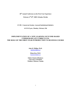 Implementation of a New Learning Outcome-Based Undergraduate Curriculum: The Role of the First-Year Introduction to Business Course