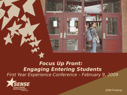 Focus Up Front: Engaging Entering Students