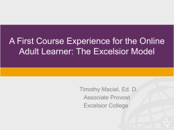 A First-Course Experience for the Online Adult Learner: The Excelsior Model