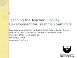 Teaching the Teacher: Faculty Development for First-Year Seminars