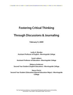 Fostering Critical Thinking through Discussion and Journals