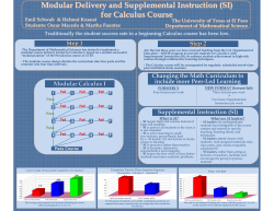 Modular Delivery and Supplemental Instruction (SI) for the Calculus Course