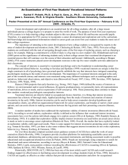 An Examination of First-Year Students' Vocational Interest Patterns