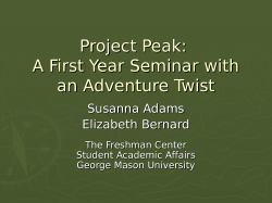 Project Peak: A First-Year Seminar With an Adventure Twist