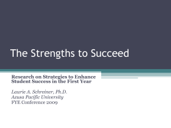 The Strengths to Succeed: Research on Strategies to Enhance Student Success in the First Year