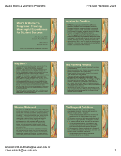 The Men s Program: A Unique Mentoring Program for First-Year Men