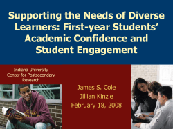 Supporting the Needs of Diverse Learners: First-Year Student s Academic Confidence and Student Engagement