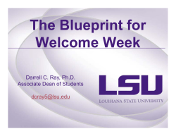 The Blueprint for Welcome Week
