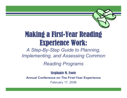 Making a First-Year Reading Experience Work: A Step-By-Step Guide to Planning, Implementing, and Assessing Common Reading Programs