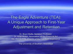 The Eagle Adventure (TEA): A Unique Approach to First-Year Adjustment and Retention